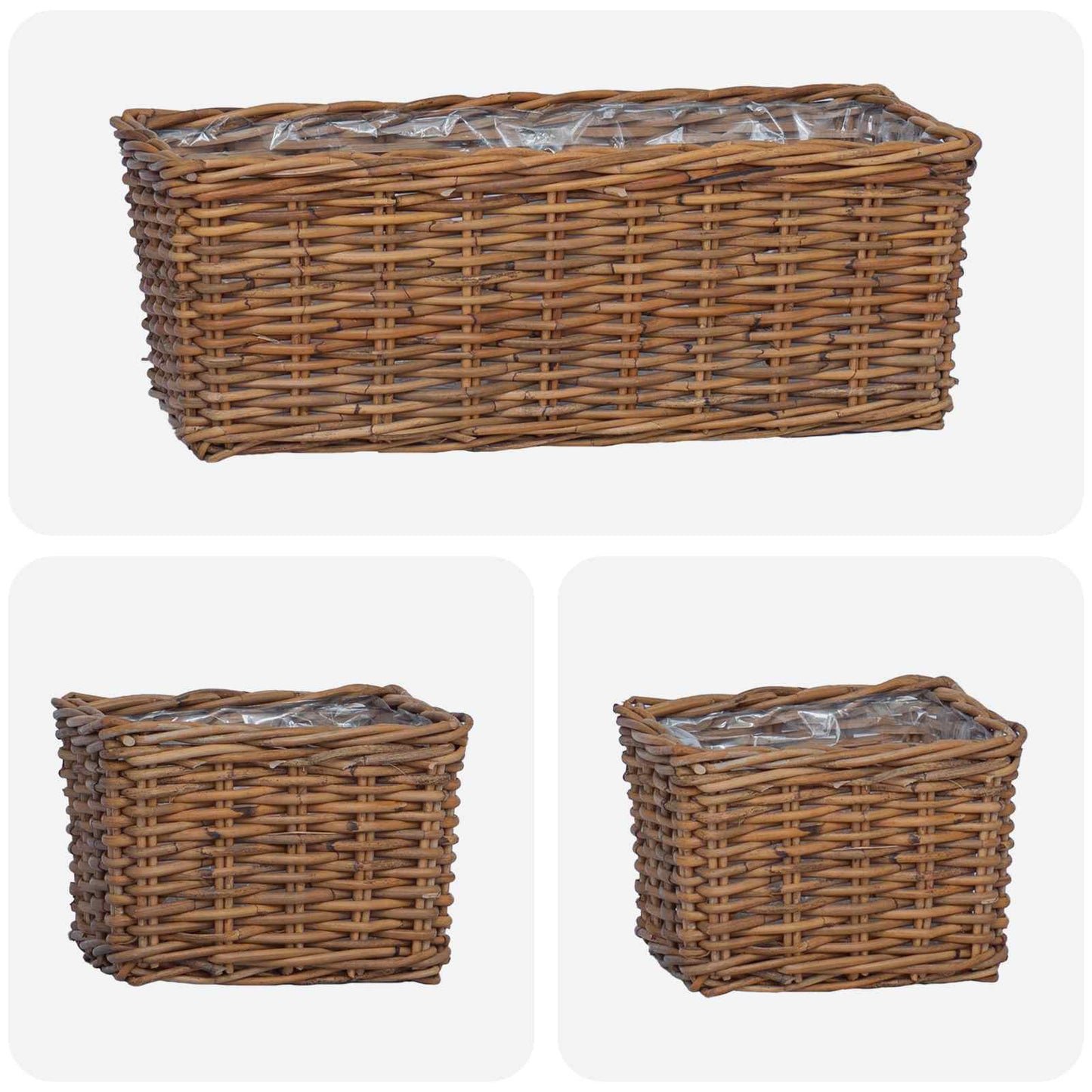 Planter Basket with Storage 3 pcs Brown