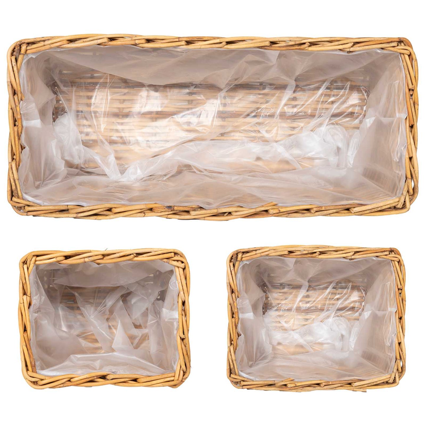 Planter Basket with Storage 3 pcs Natural Brown Kubu Rattan