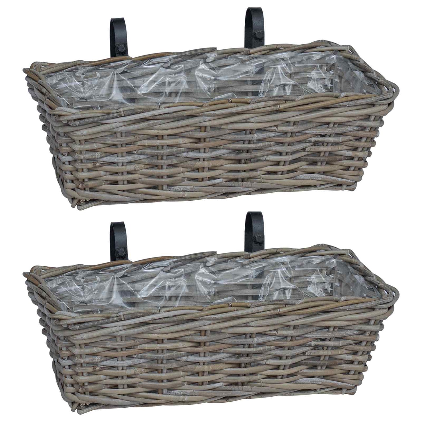 Hanging Planter Basket 2 pcs Grey 48 x 22 x 15 cm Lacak Rattan