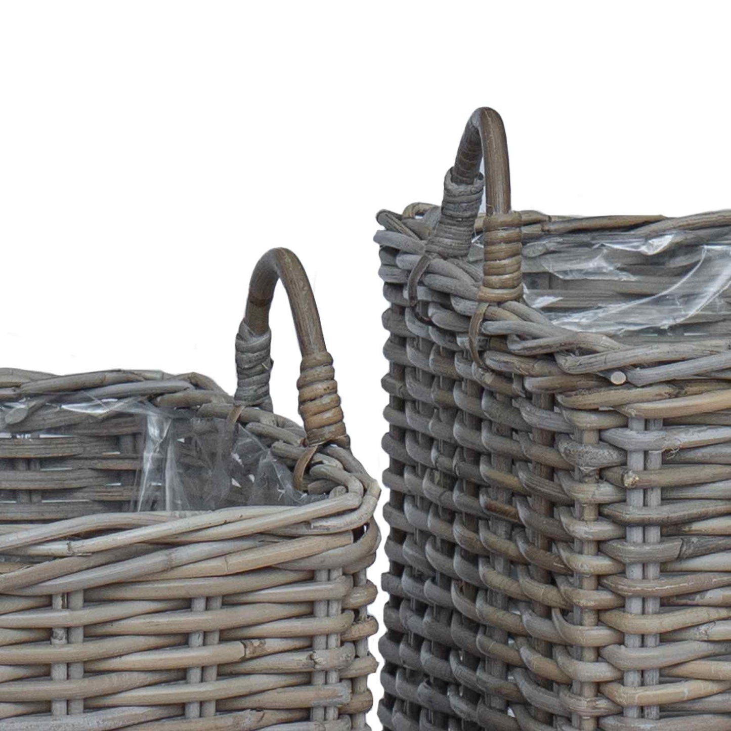 Planter Basket with Storage 2 pcs Grey Lacak Rattan