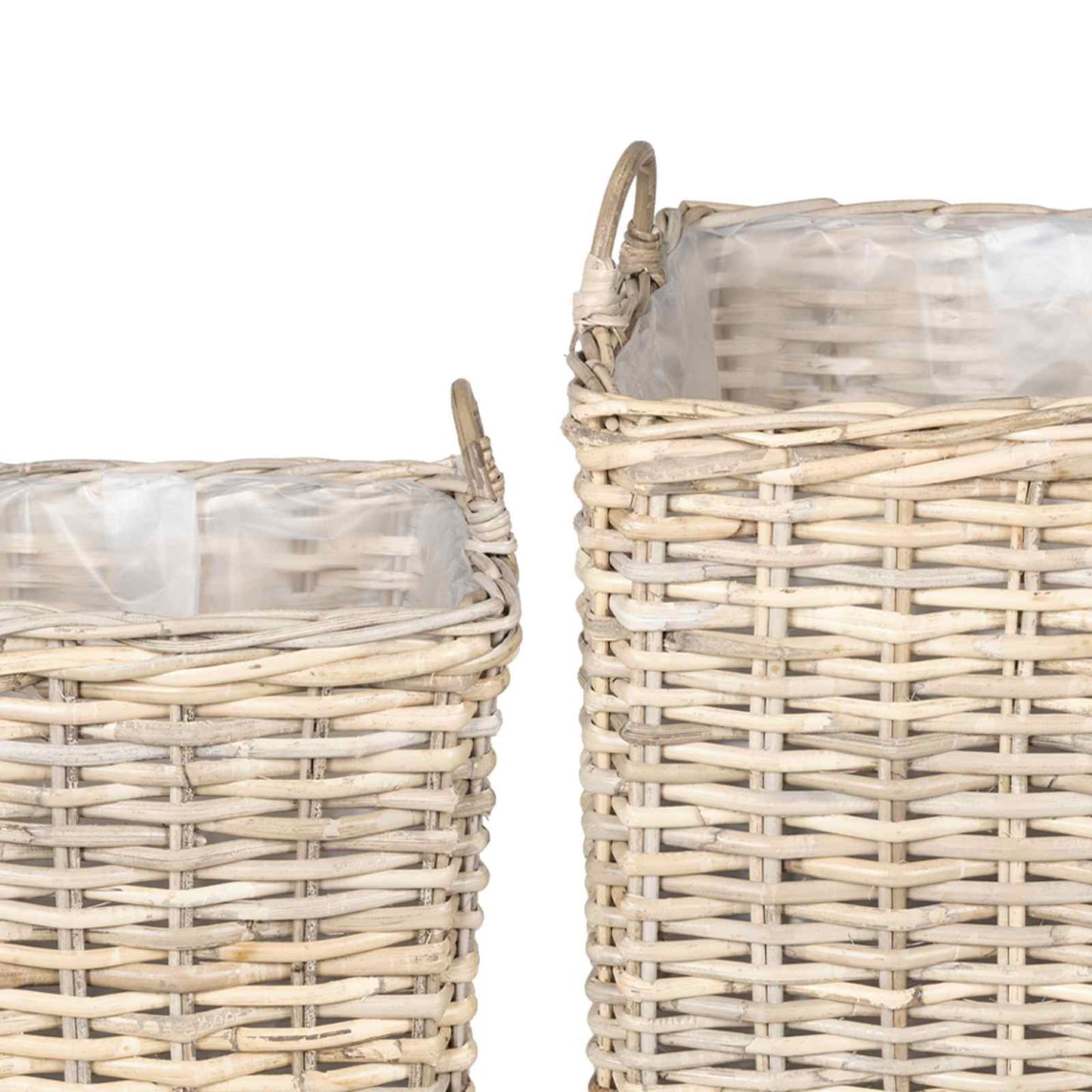 Planter Basket with Storage 2 pcs Natural Grey Kubu Rattan