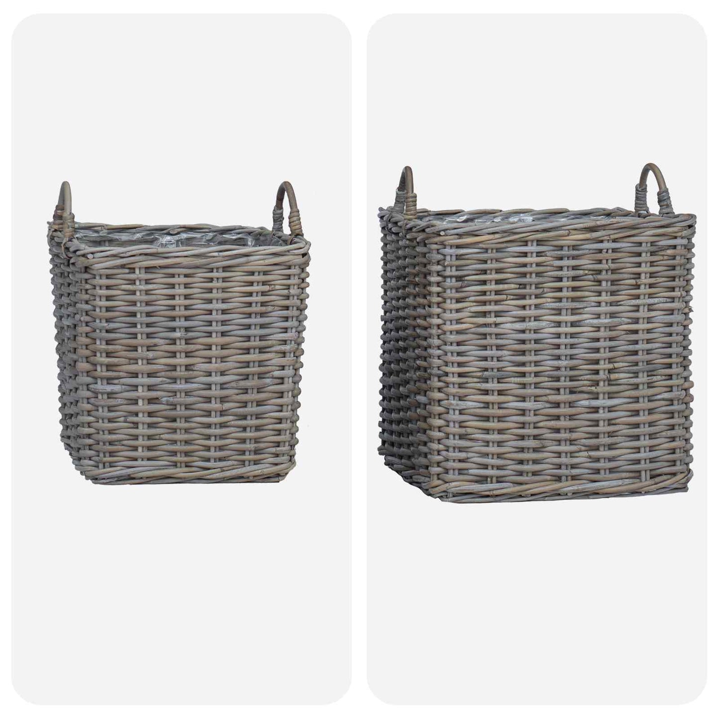 Planter Basket with Storage 2 pcs Grey Lacak Rattan