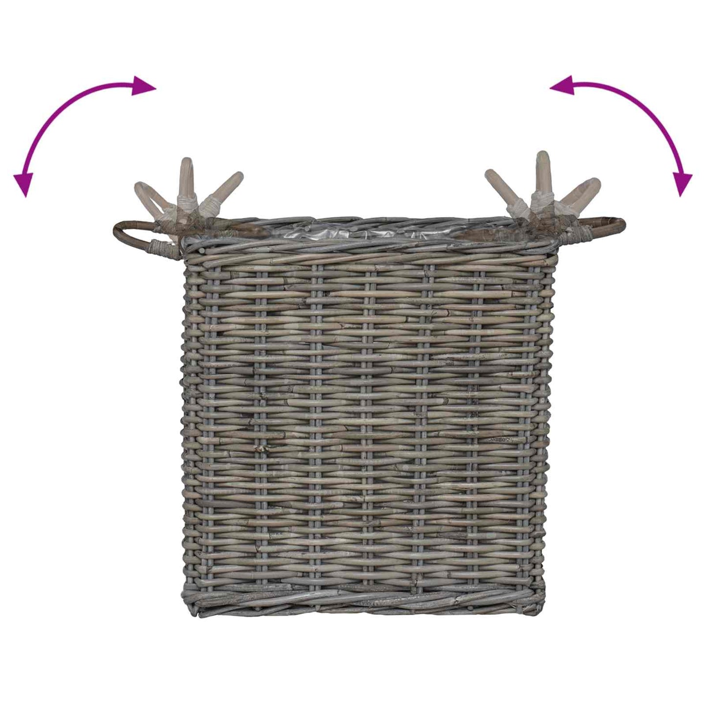 Planter Basket with Storage 2 pcs Grey Lacak Rattan