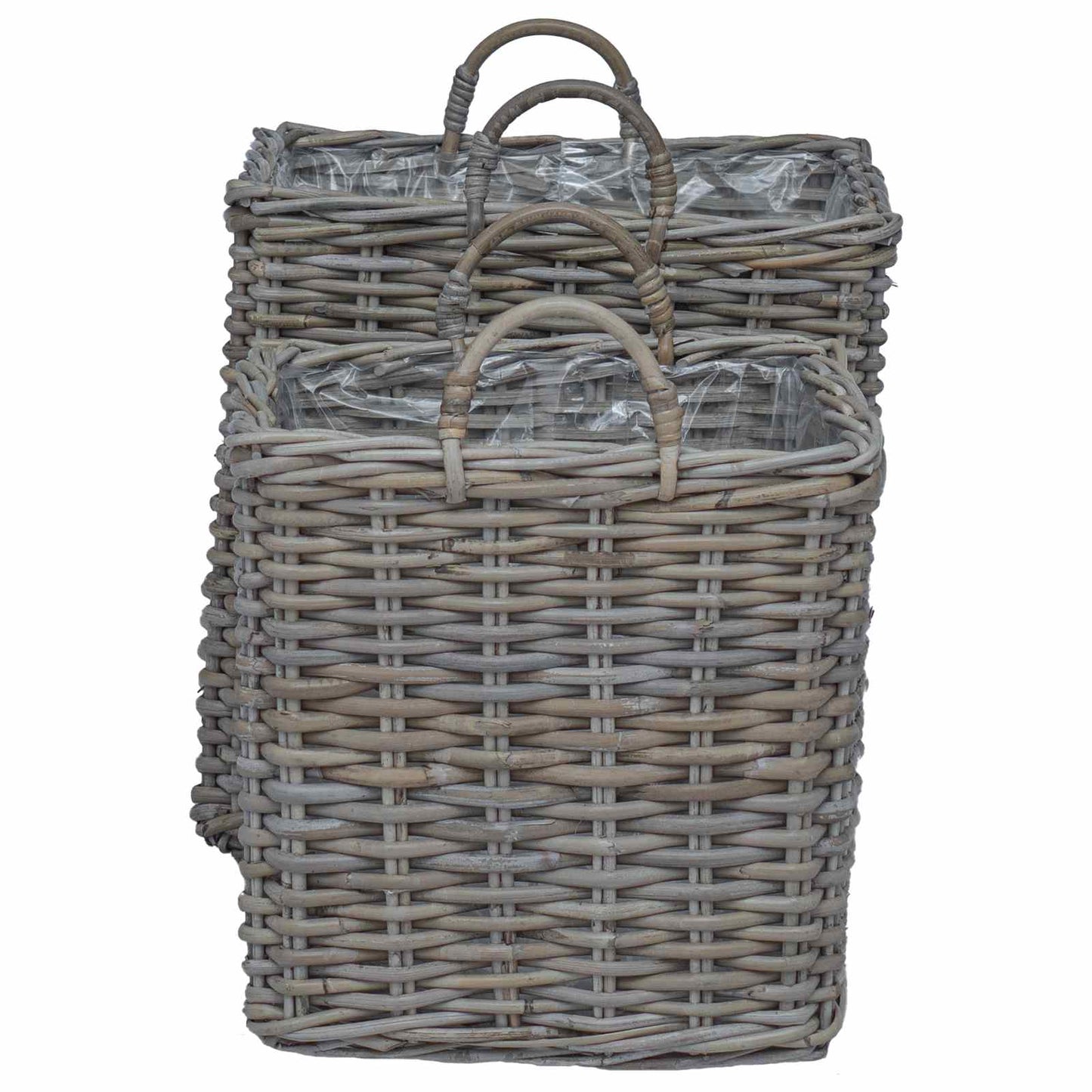Planter Basket with Storage 2 pcs Grey Lacak Rattan