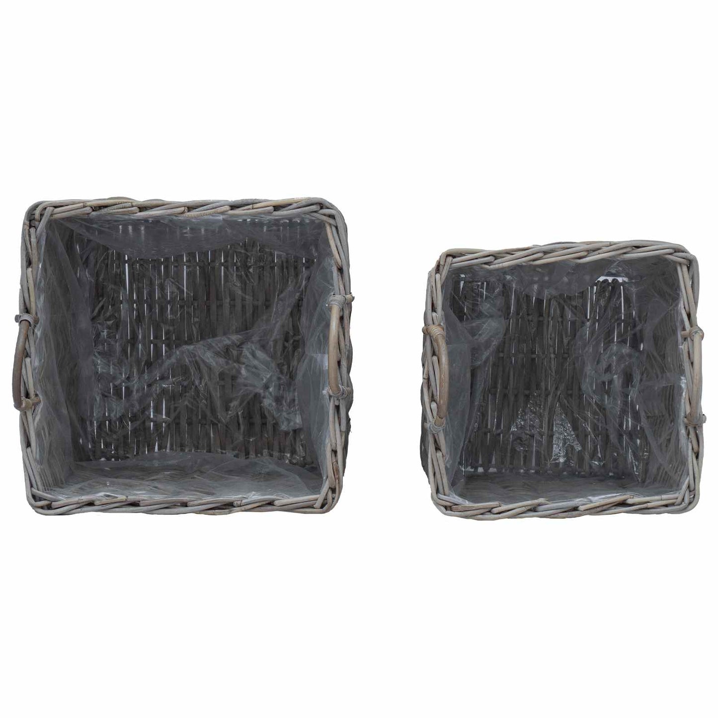 Planter Basket with Storage 2 pcs Grey Lacak Rattan