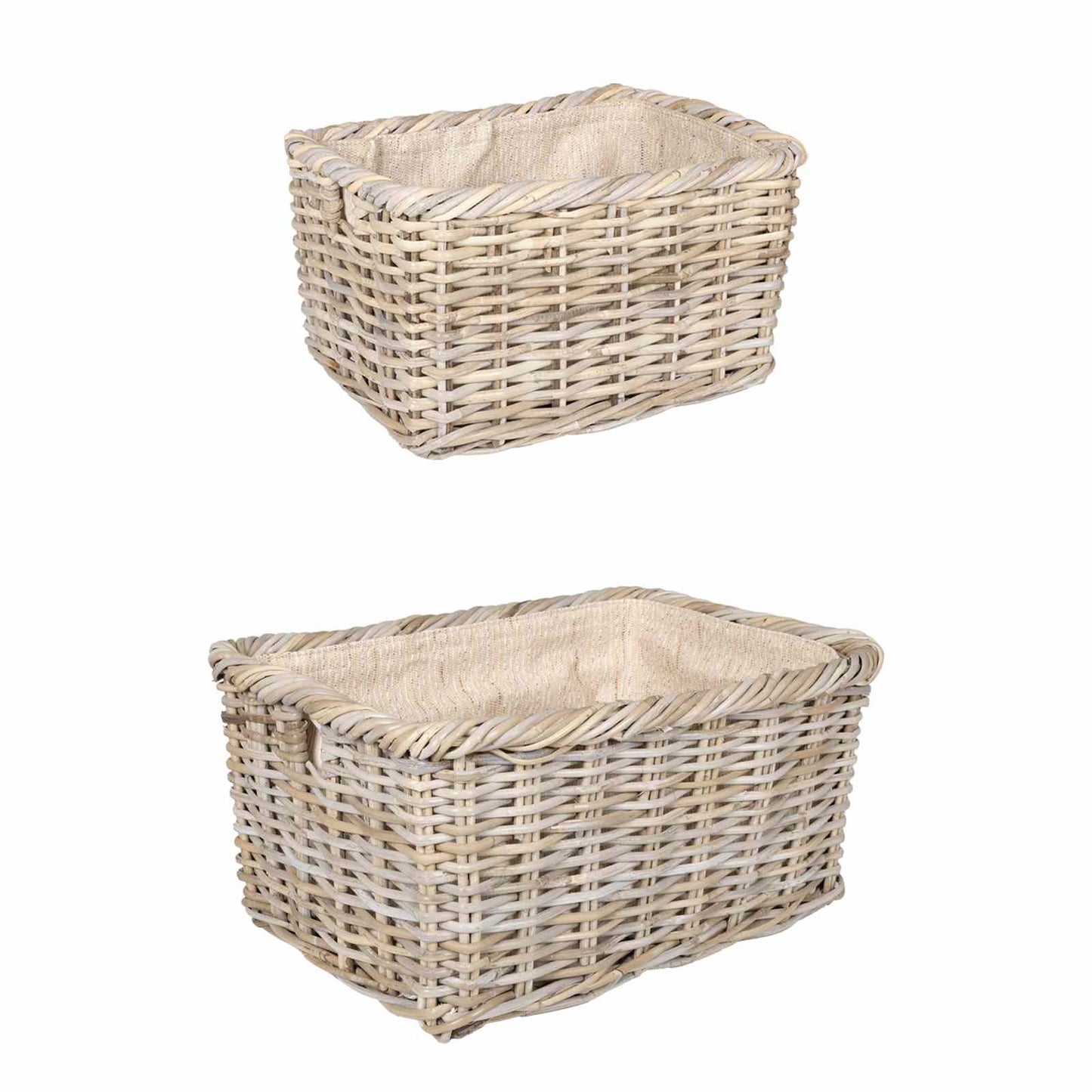 Firewood Basket 2 pcs Grey Lacak Rattan