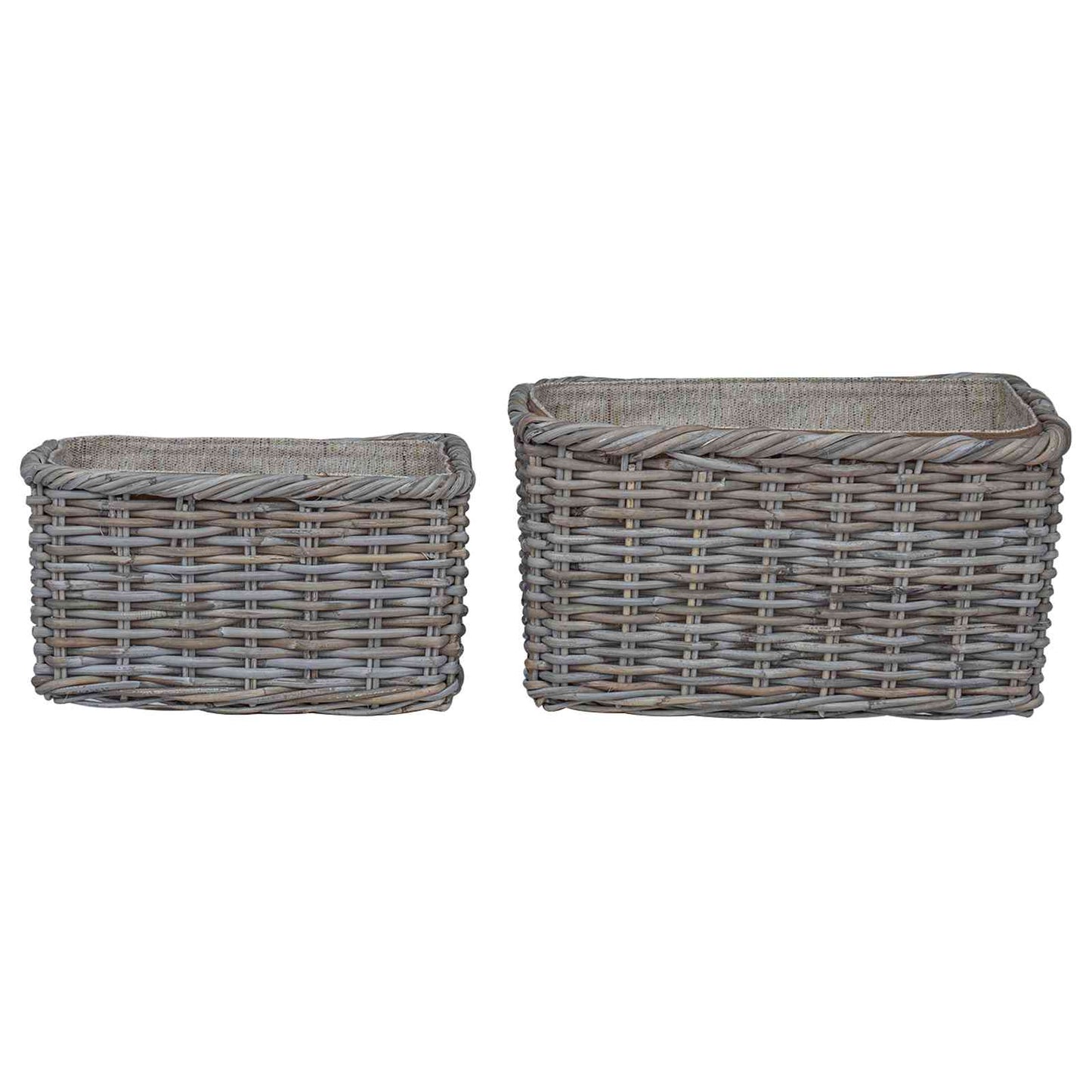 Firewood Basket 2 pcs Grey Lacak Rattan