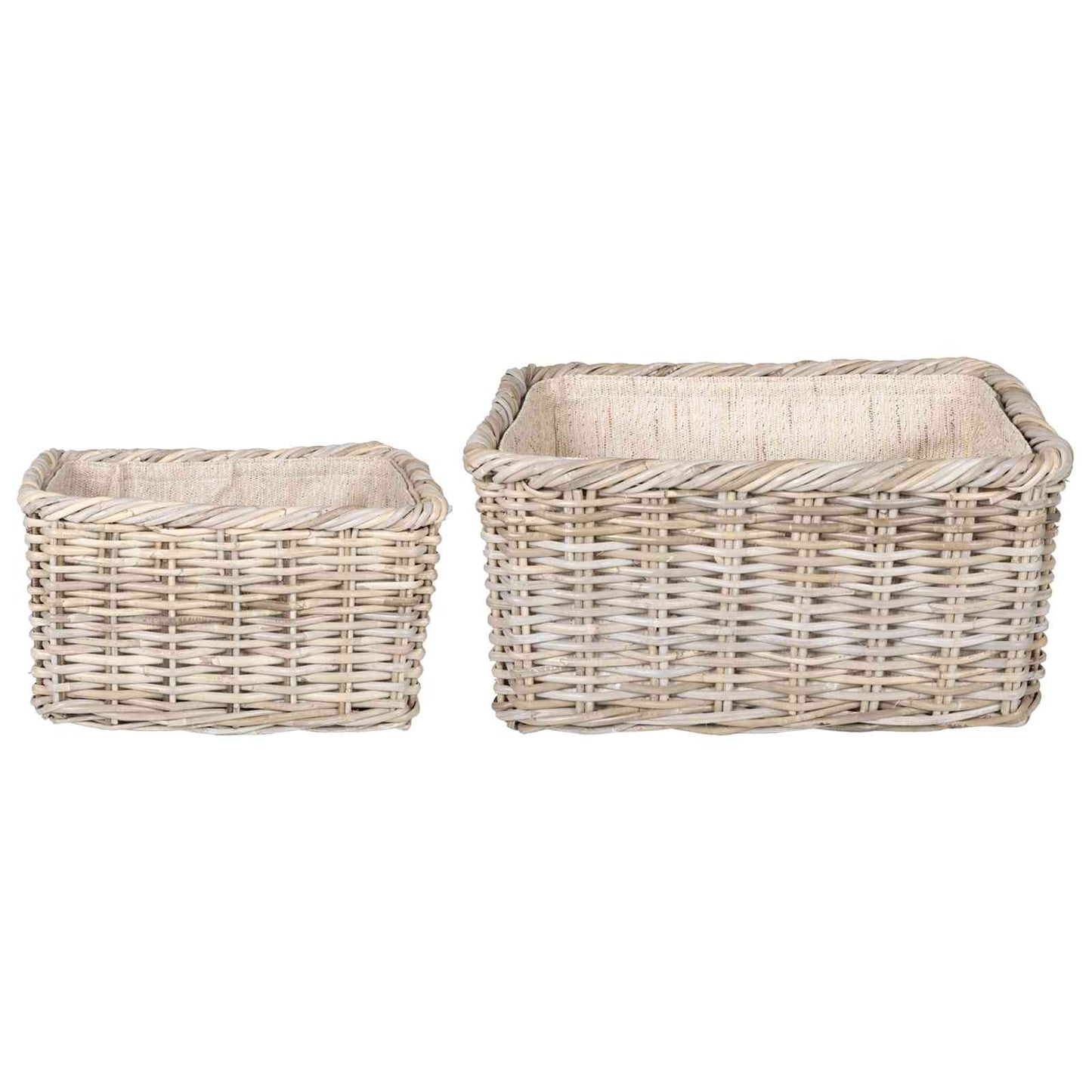 Firewood Basket 2 pcs Natural Grey Kubu Rattan