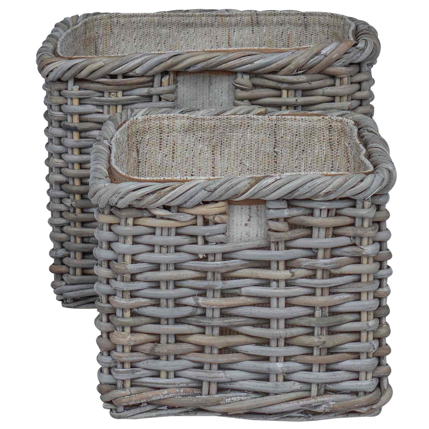 Firewood Basket 2 pcs Grey Lacak Rattan