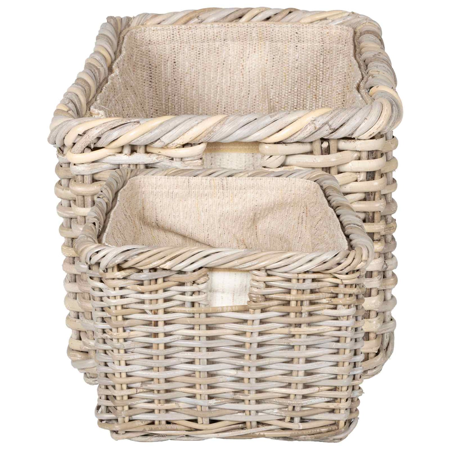Firewood Basket 2 pcs Grey Lacak Rattan
