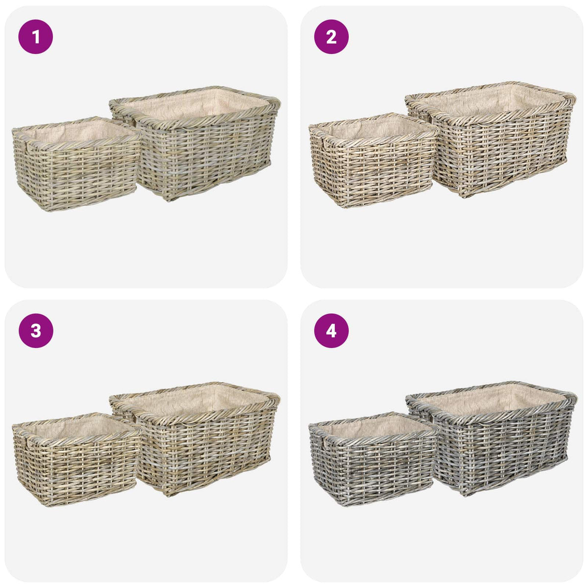 Firewood Basket GENDT 2 pcs Natural Grey Kubu Rattan
