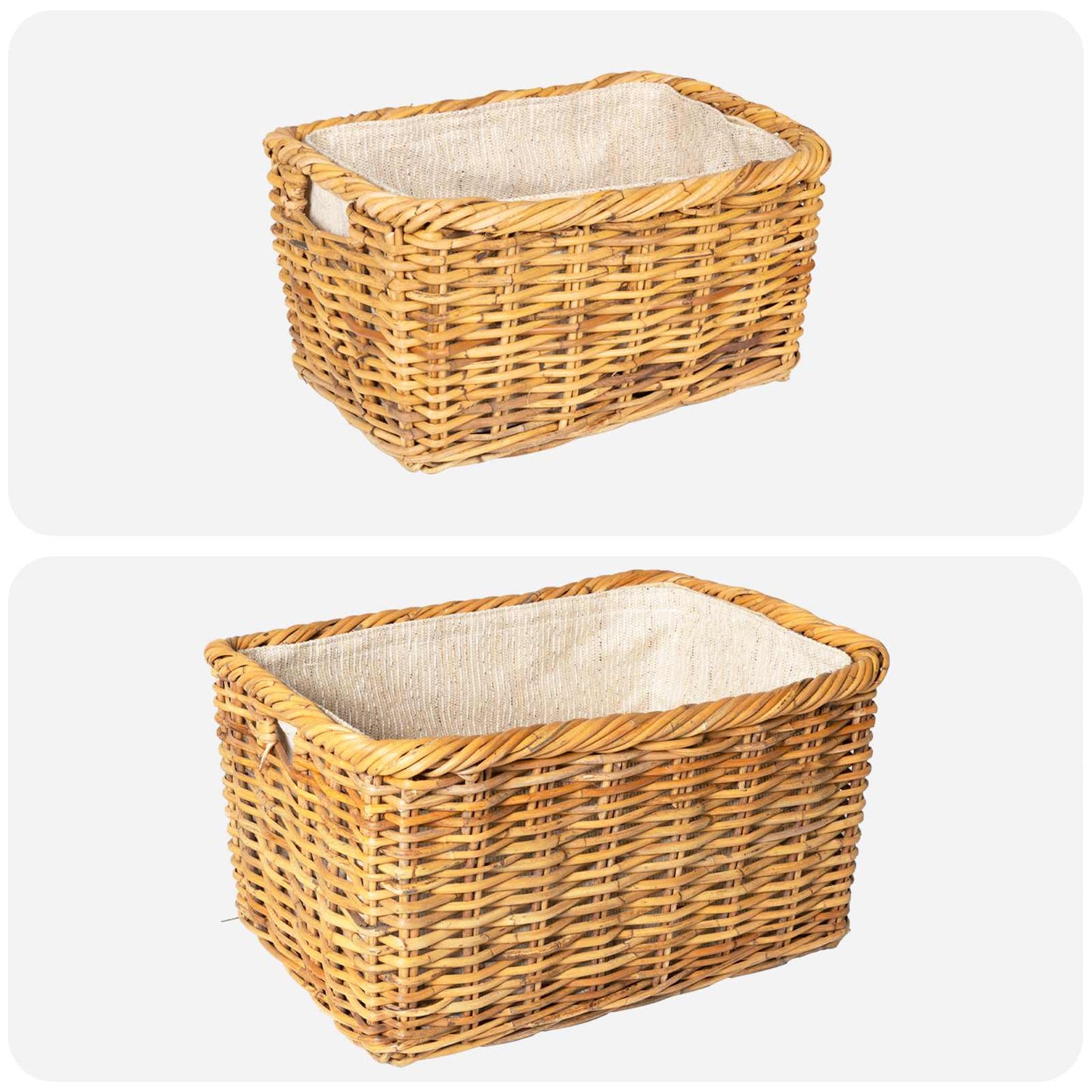 Firewood Basket 2 pcs Brown Lacak Rattan