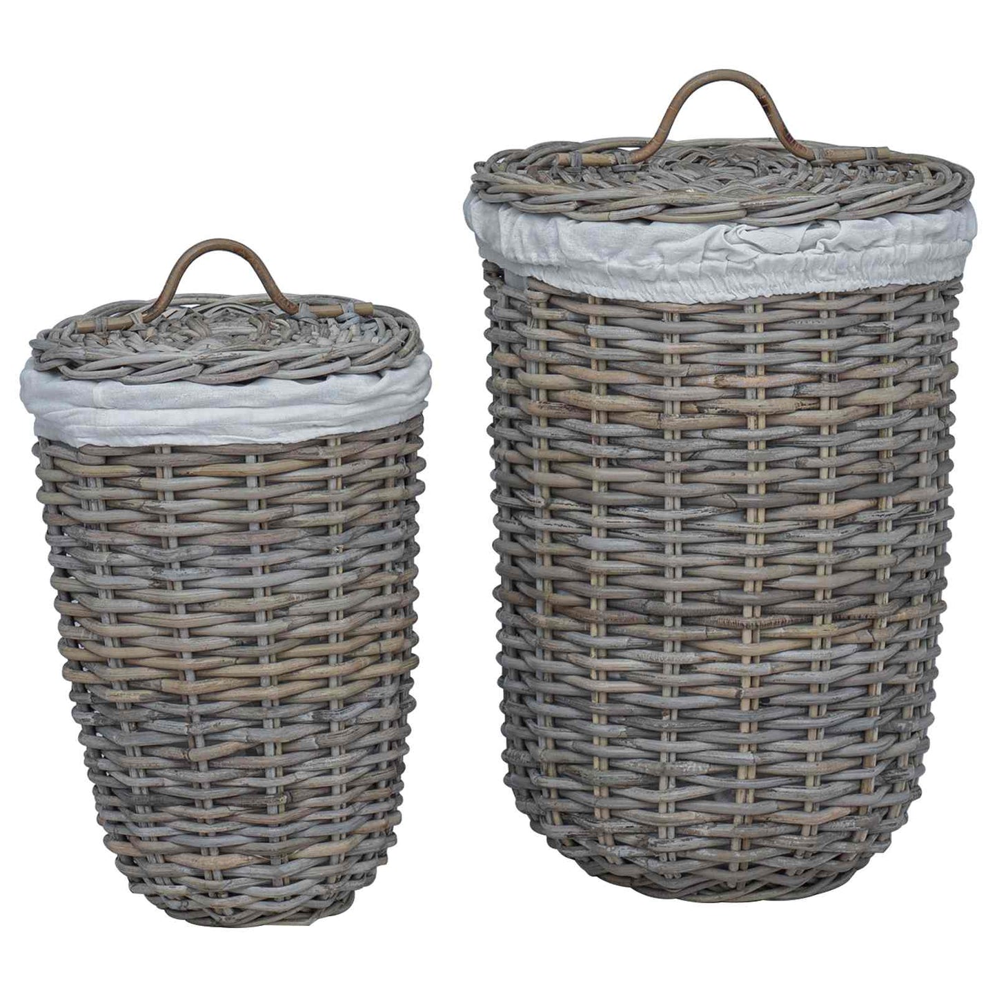 Laundry Basket with Lid 2 pcs Kubu Grey