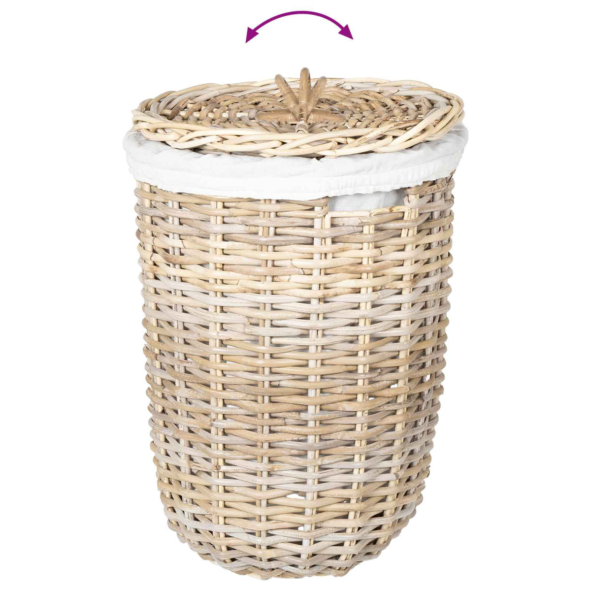 Laundry Basket with Lid GENDT 2 pcs Natural Grey Kubu Rattan
