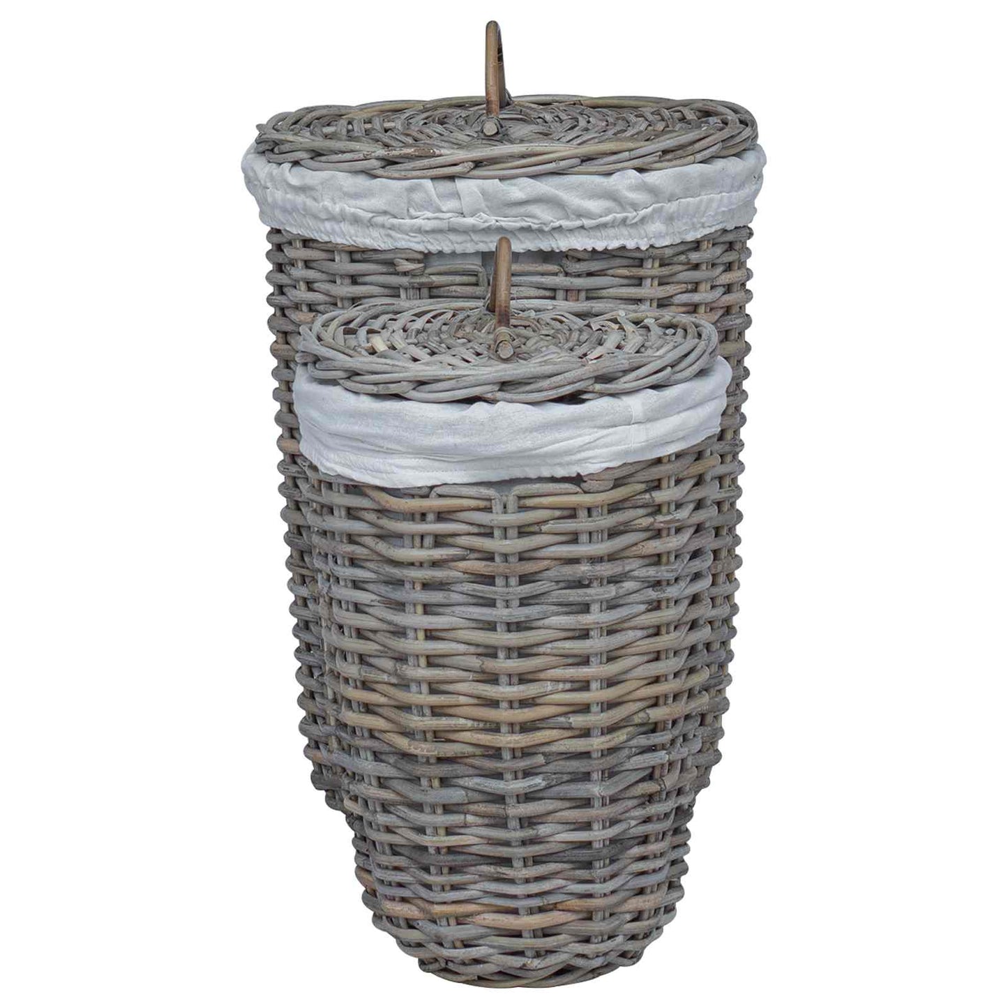 Laundry Basket with Lid 2 pcs Kubu Grey
