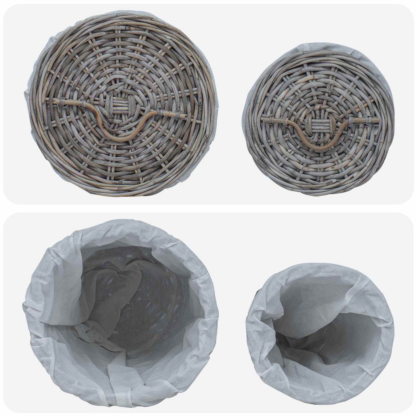 Laundry Basket with Lid 2 pcs Kubu Grey