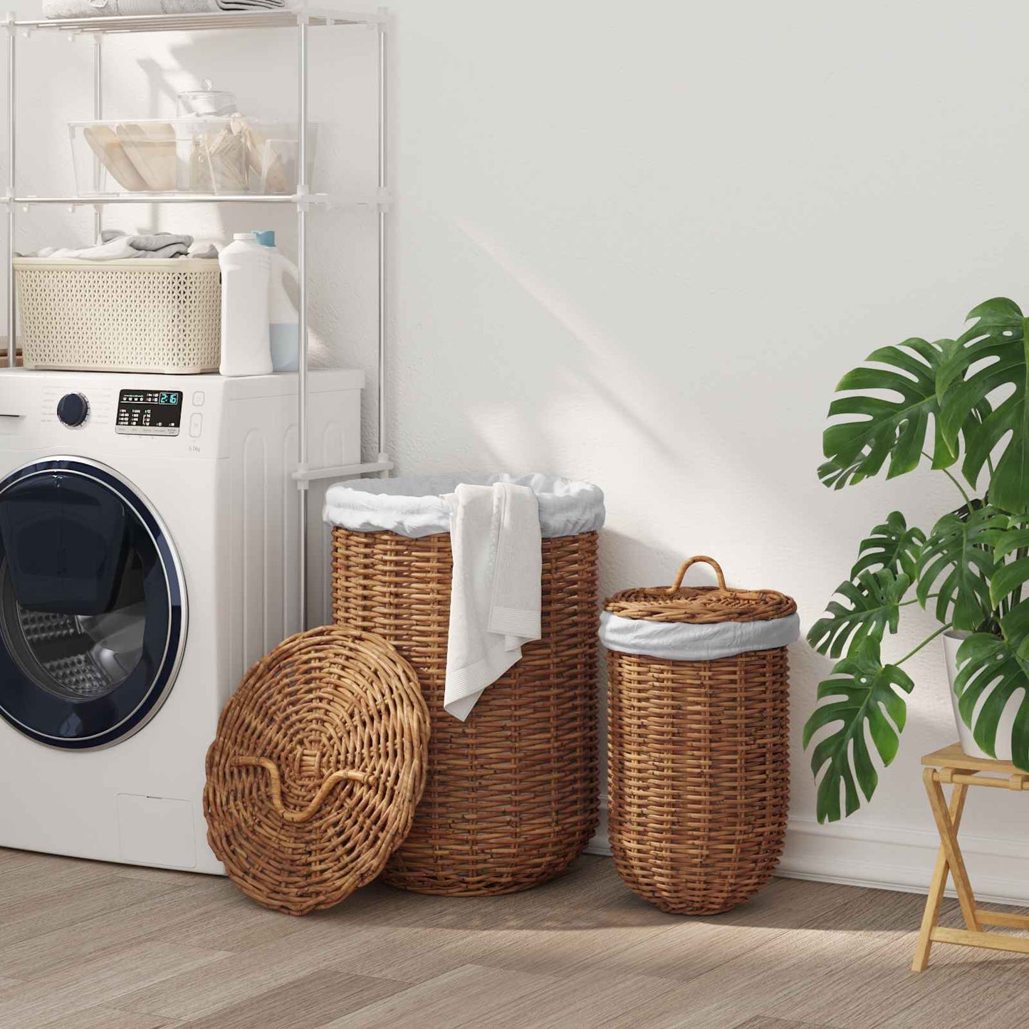 Laundry Basket 2 pcs Brown