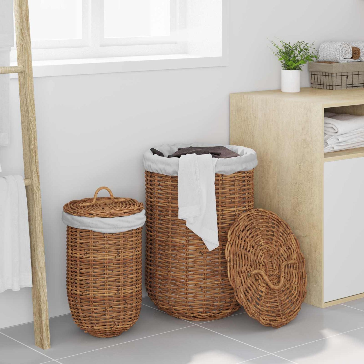 Laundry Basket 2 pcs Brown