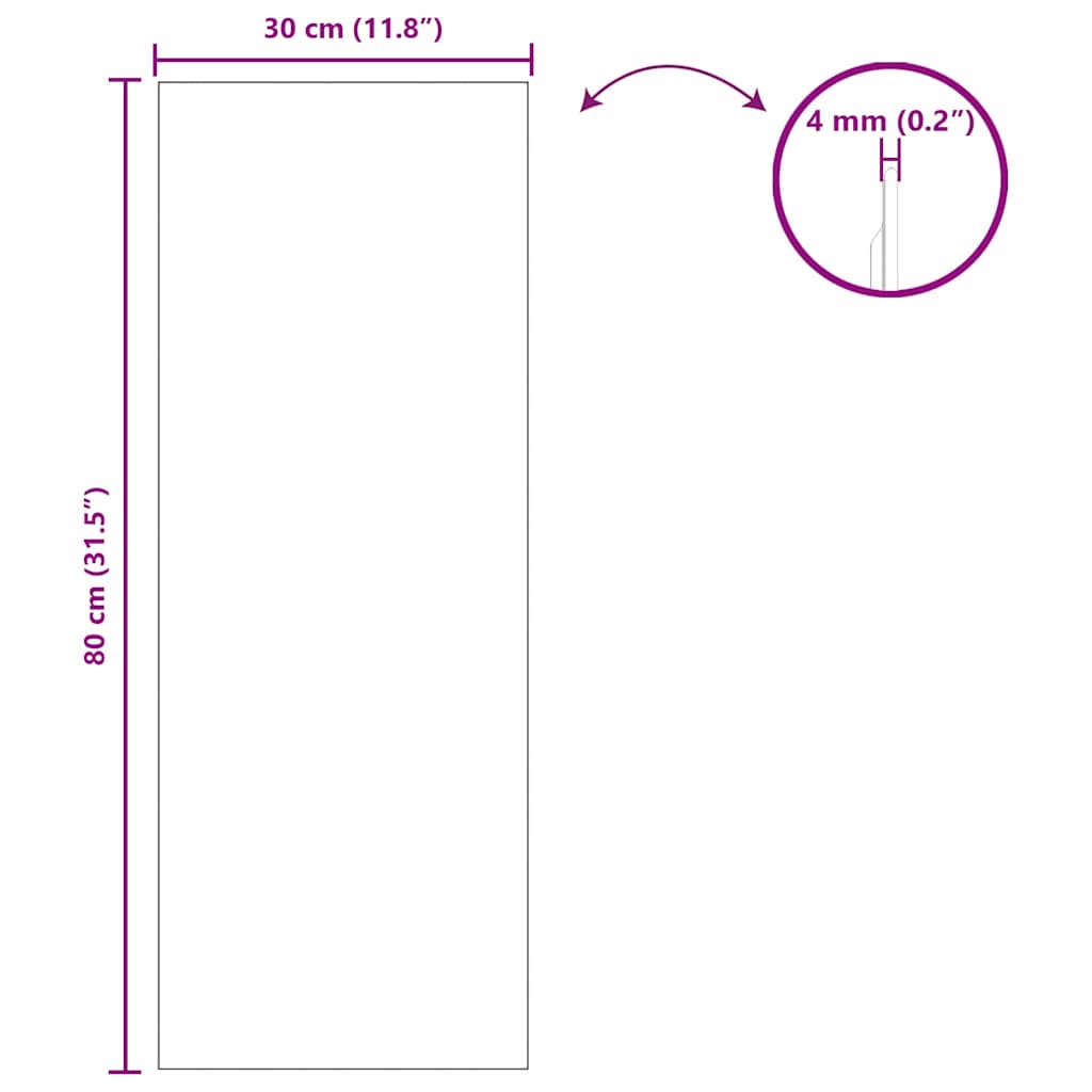 Wall Mirror Rectangular 30 x 80 cm Tempered Glass