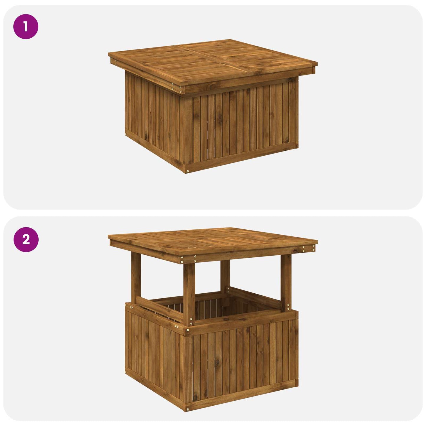 Garden Coffee Table Solid Acacia Wood Height Adjustable Natural
