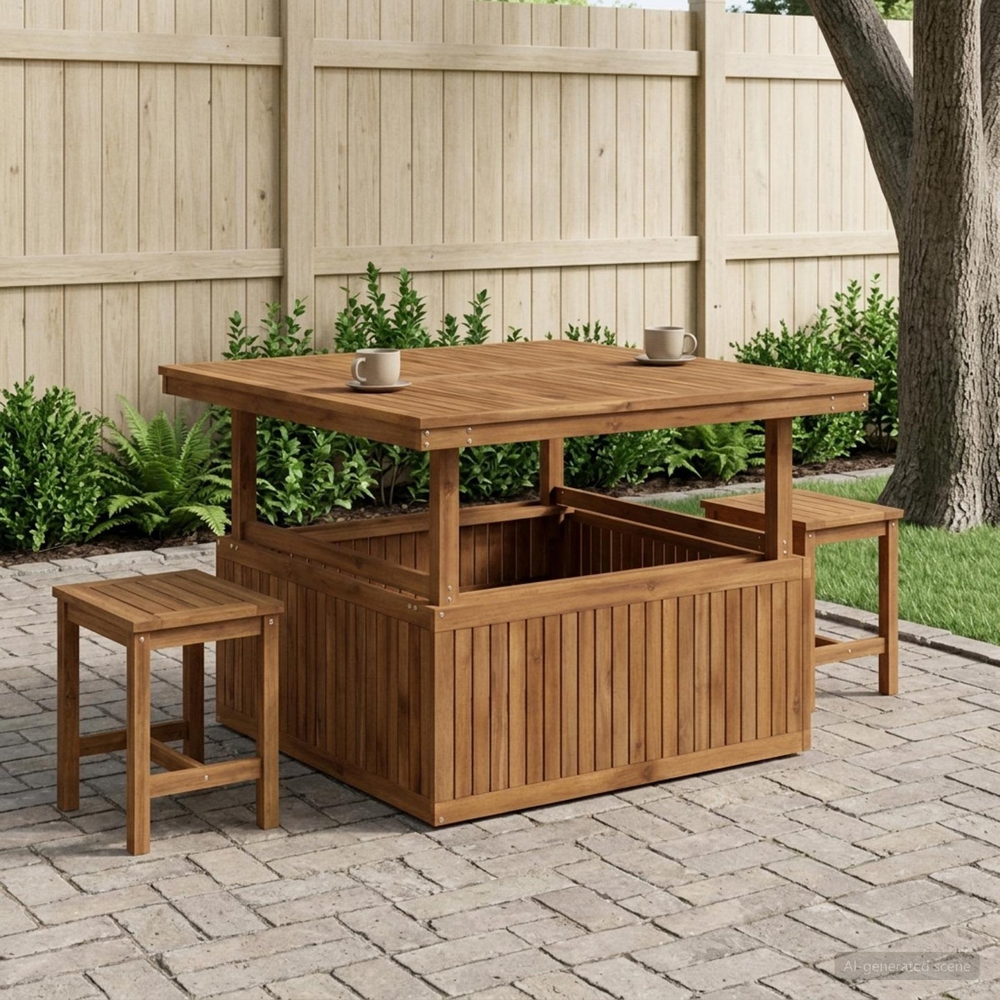 Garden Coffee Table Solid Acacia Wood Height Adjustable Natural