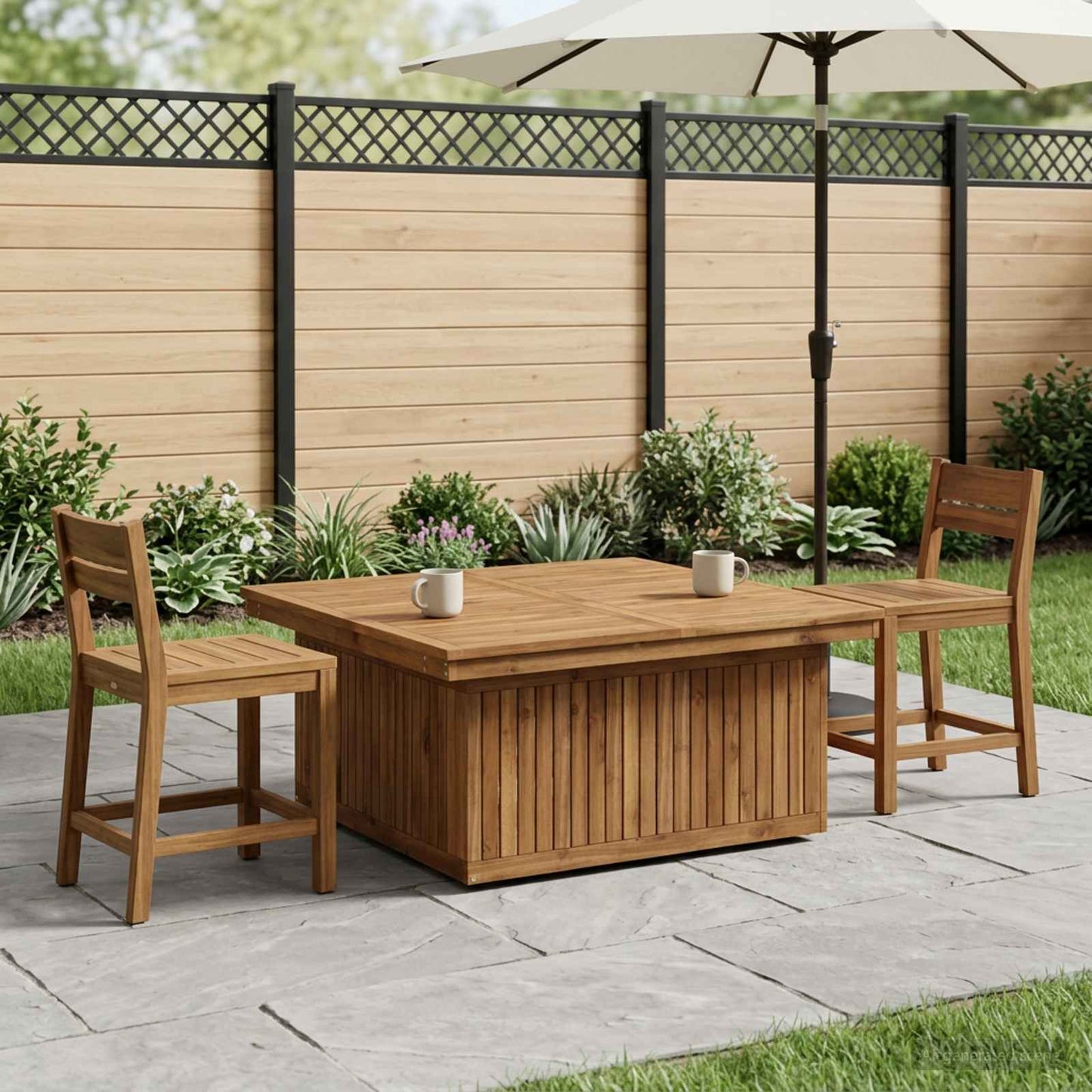 Garden Coffee Table Solid Acacia Wood Height Adjustable Natural