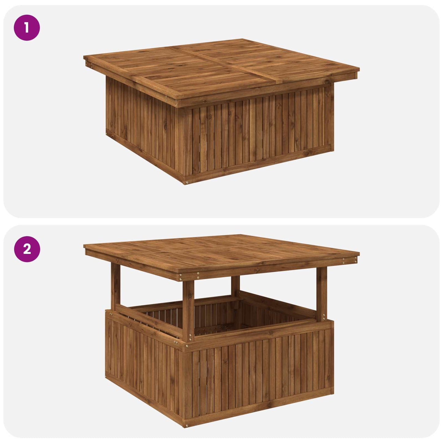 Garden Coffee Table Solid Acacia Wood Height Adjustable Natural
