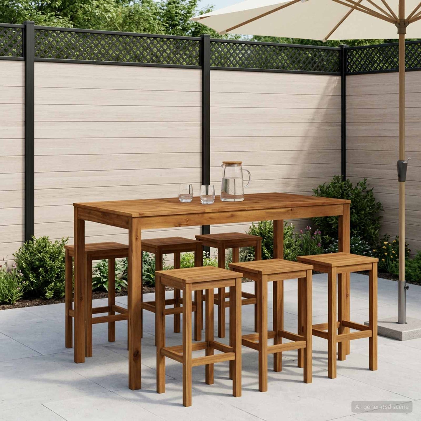 Garden Bar Table Natural 141 x 80.5 x 105 cm Solid Acacia Wood