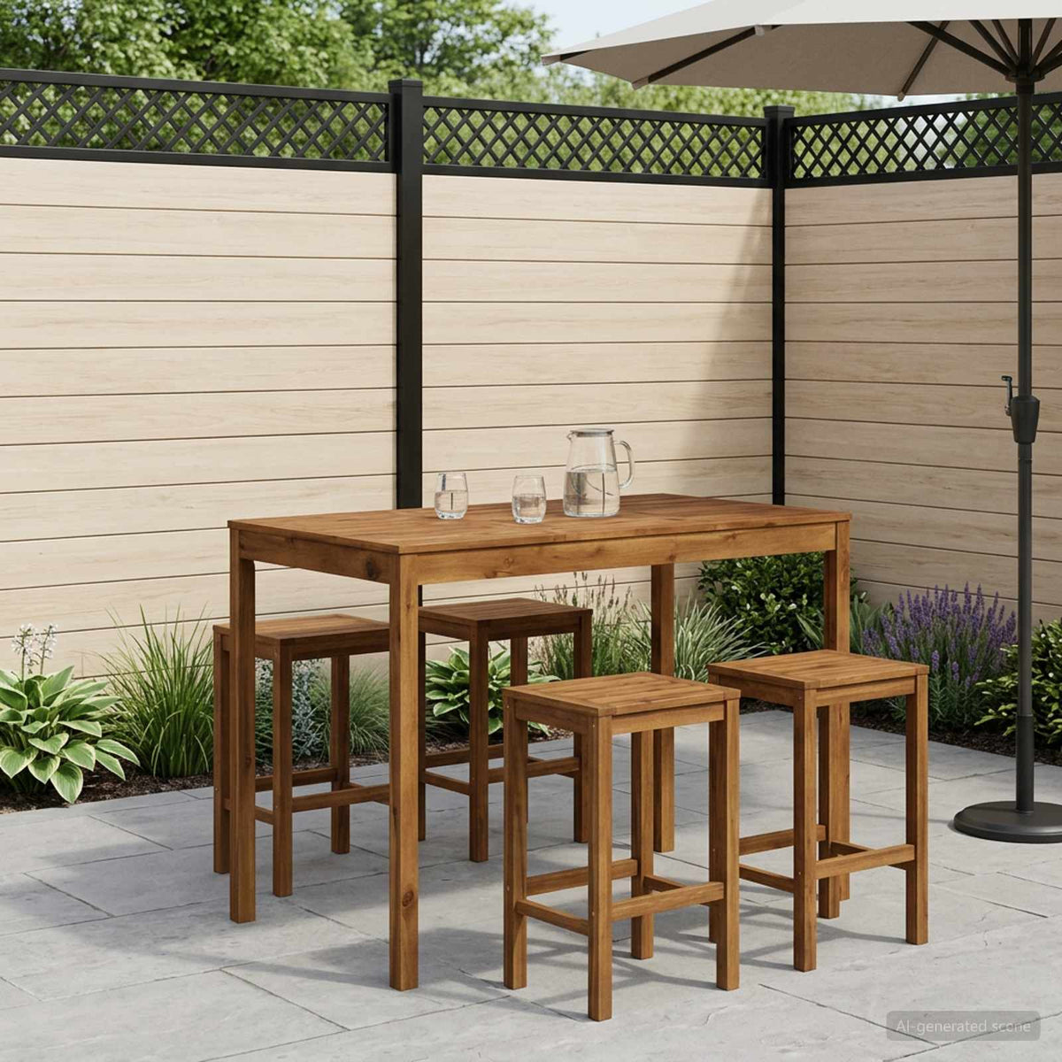 Garden Bar Table Natural 147 x 88.5 x 105 cm Solid Acacia Wood