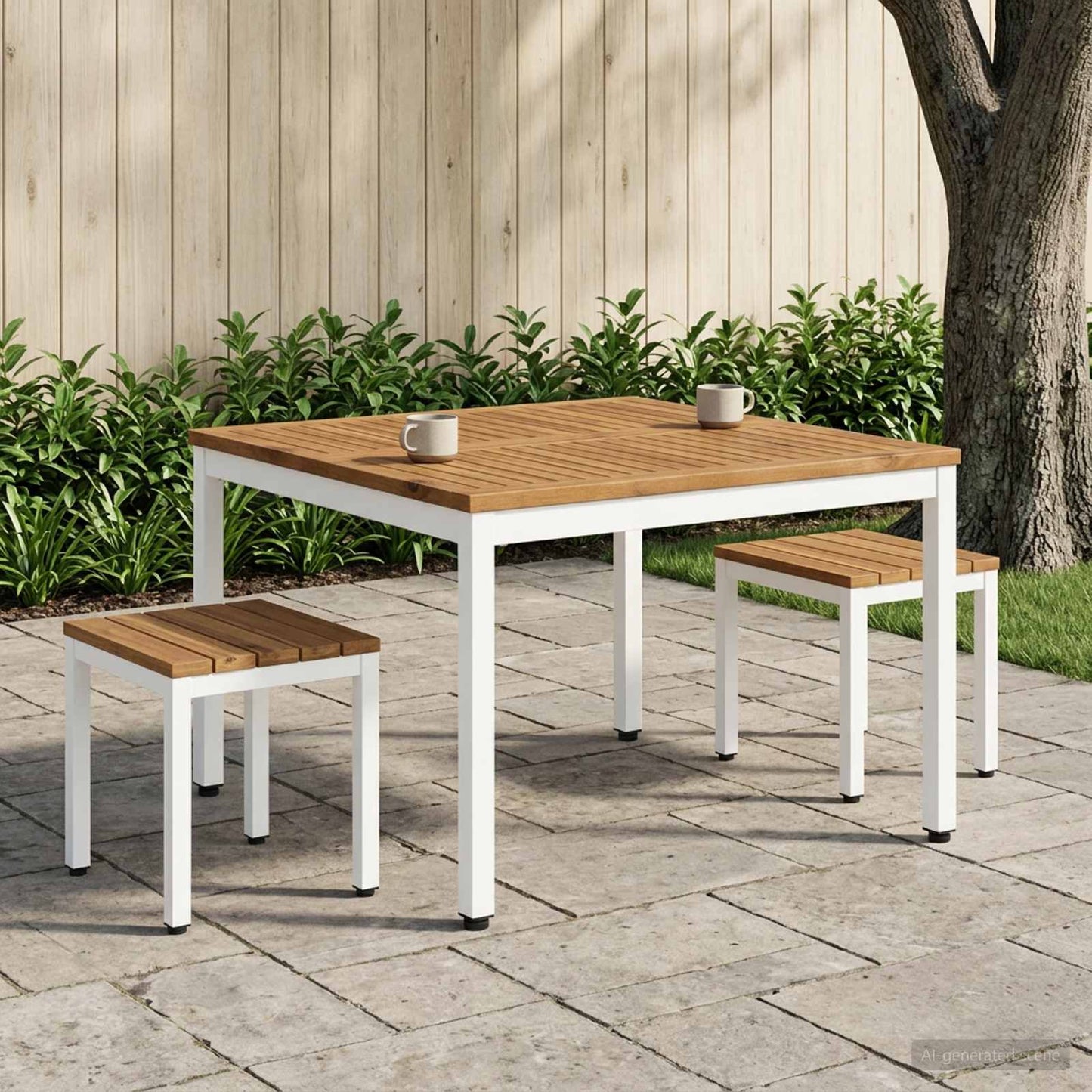 Coffee Table Natural and White 80 x 80.5 x 45 cm