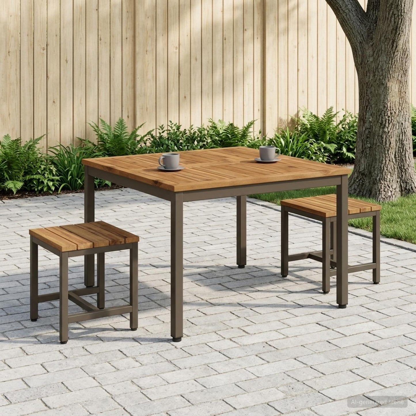 Coffee Table Natural and Coffee 80 x 80.5 x 45 cm