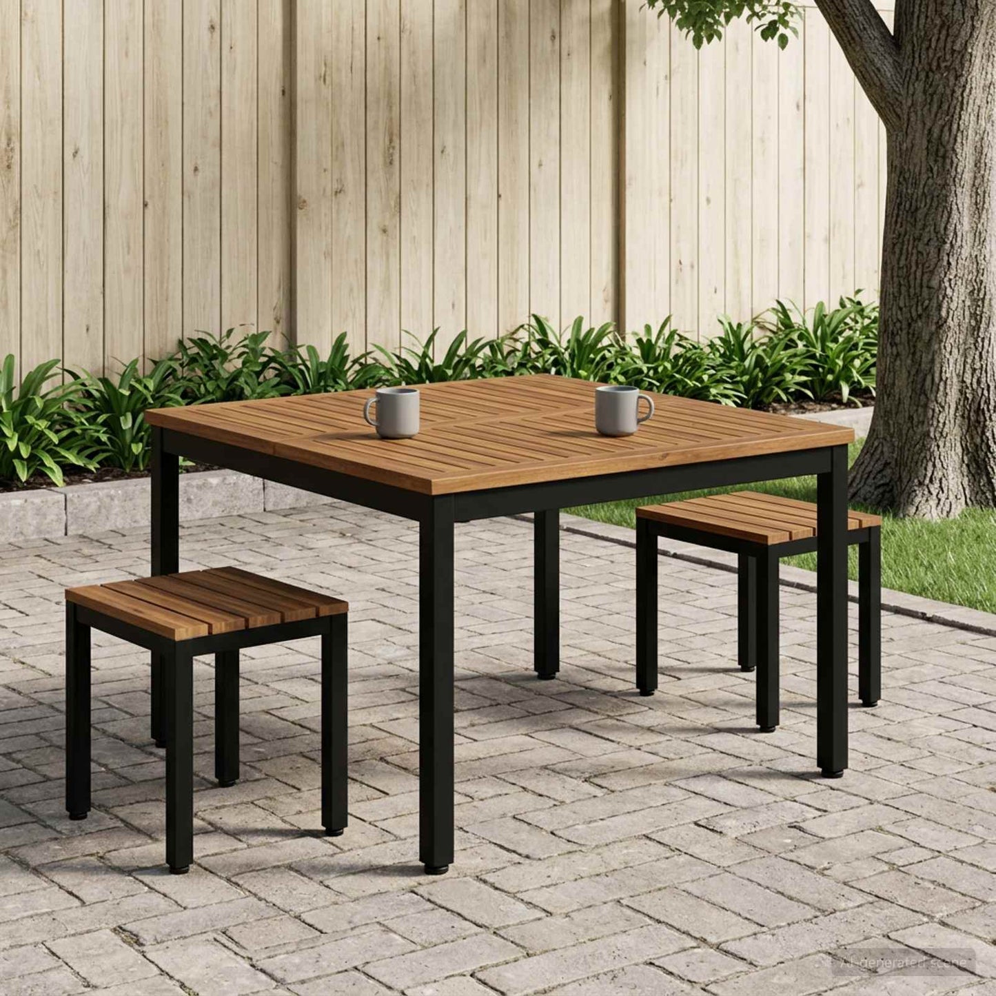 Coffee Table Natural and Black 100 x 100.5 x 45 cm