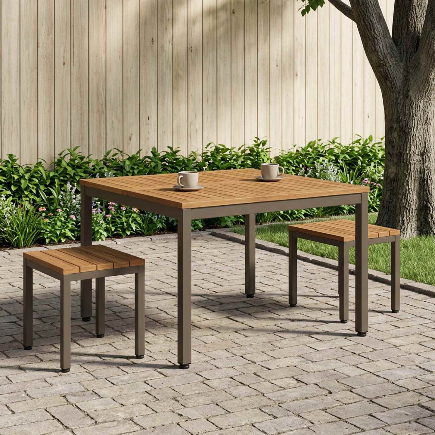Coffee Table Natural and Coffee 100 x 100.5 x 45 cm