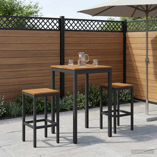 Garden Bar Table NAARDEN Natural and Black 60 x 60.5 x 105 cm