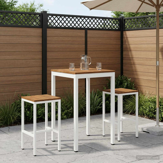 Garden Bar Table NAARDEN Natural and White 60 x 60.5 x 105 cm