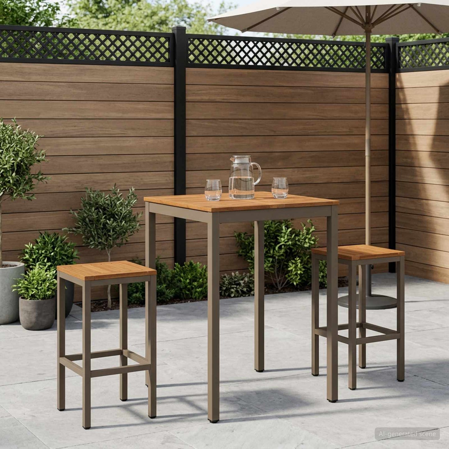 Garden Bar Table Natural and Coffee 70 x 68.5 x 105 cm
