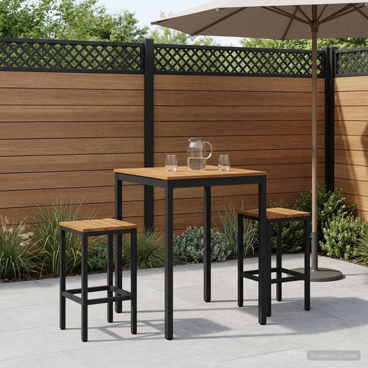 Garden Bar Table NAARDEN Natural and Black 80 x 80.5 x 105 cm