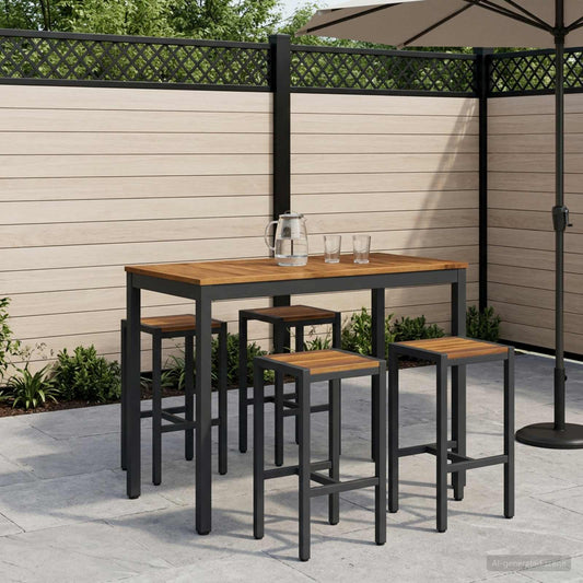 Garden Bar Table NAARDEN Natural and Black 108.5 x 55 x 105 cm