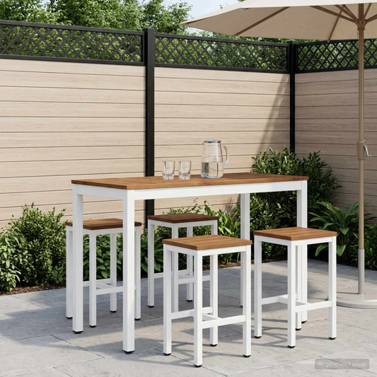 Garden Bar Table NAARDEN Natural and White 108.5 x 55 x 105 cm