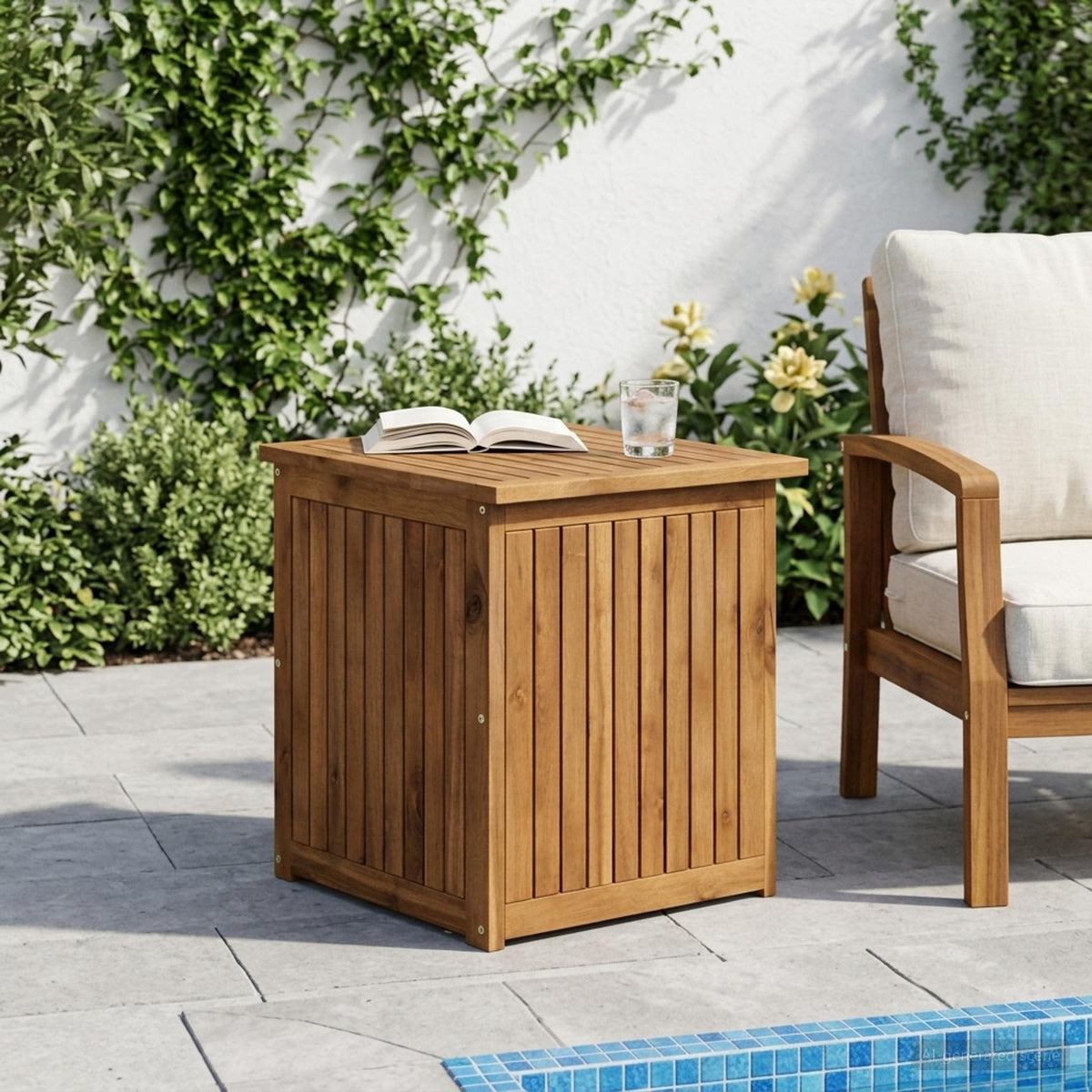 Garden Storage Box LAREN Solid Acacia Wood 48.5 x 49 x 53.5 cm