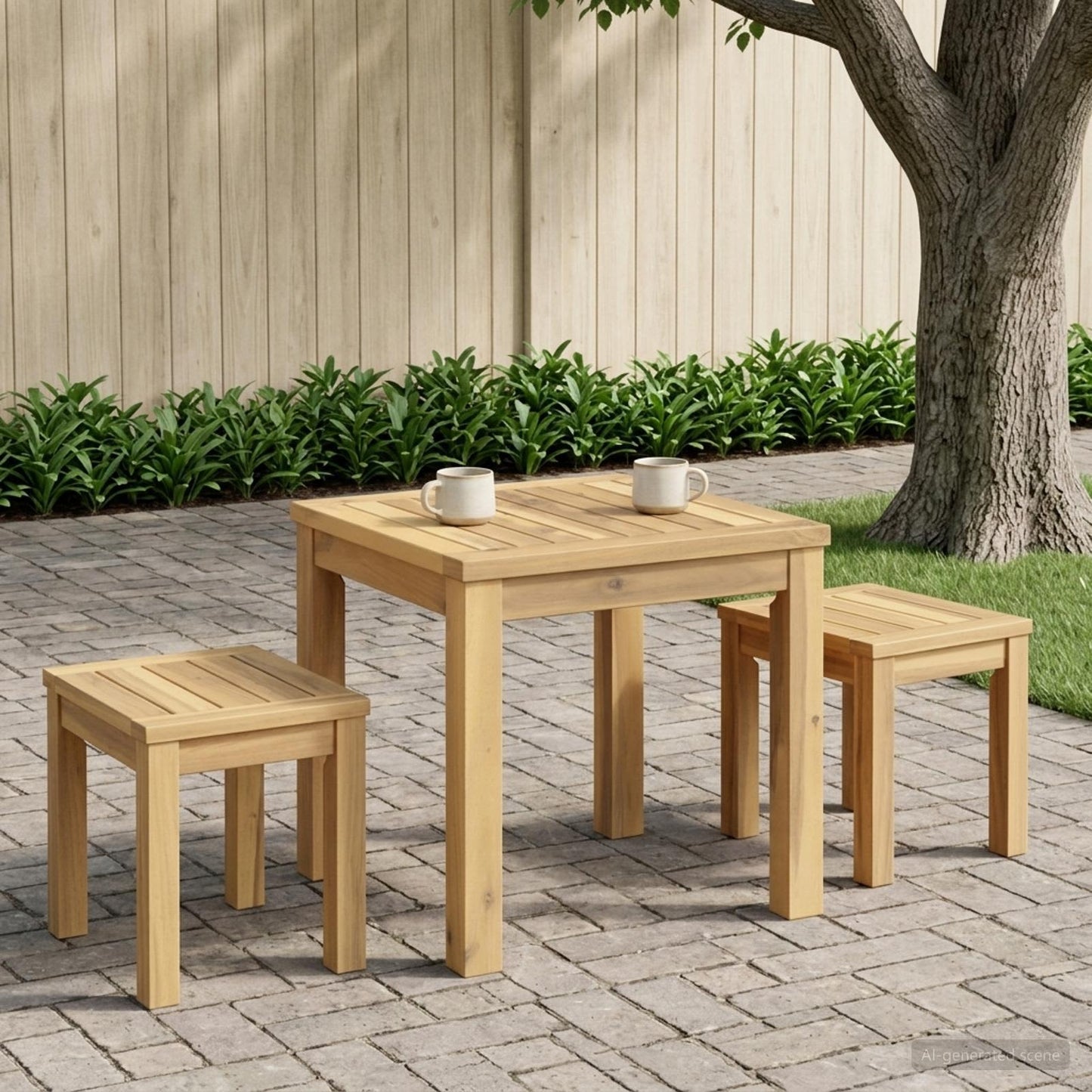 Coffee Table White 40 x 40.5 x 36 cm Solid Acacia Wood