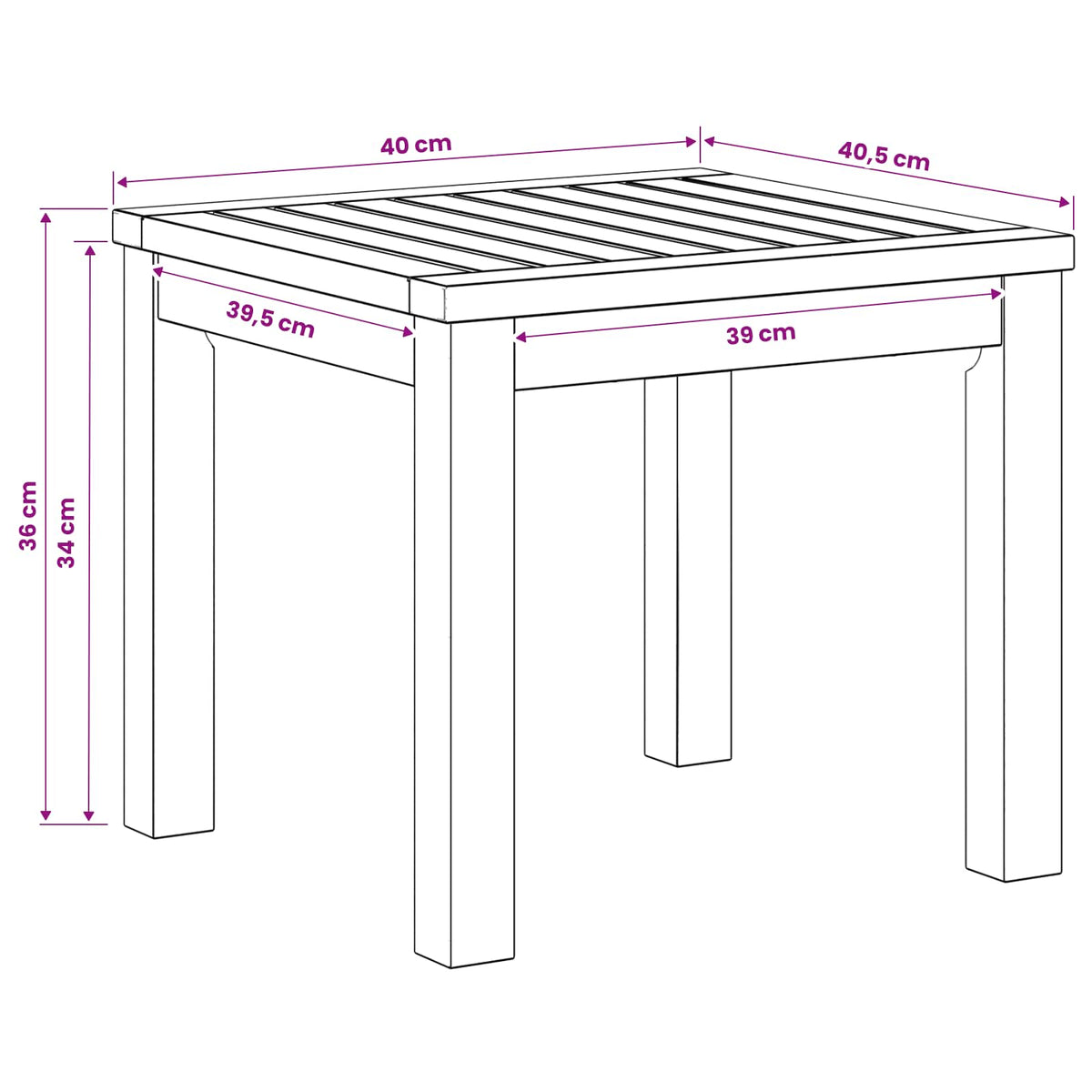 Coffee Table White 40 x 40.5 x 36 cm Solid Acacia Wood