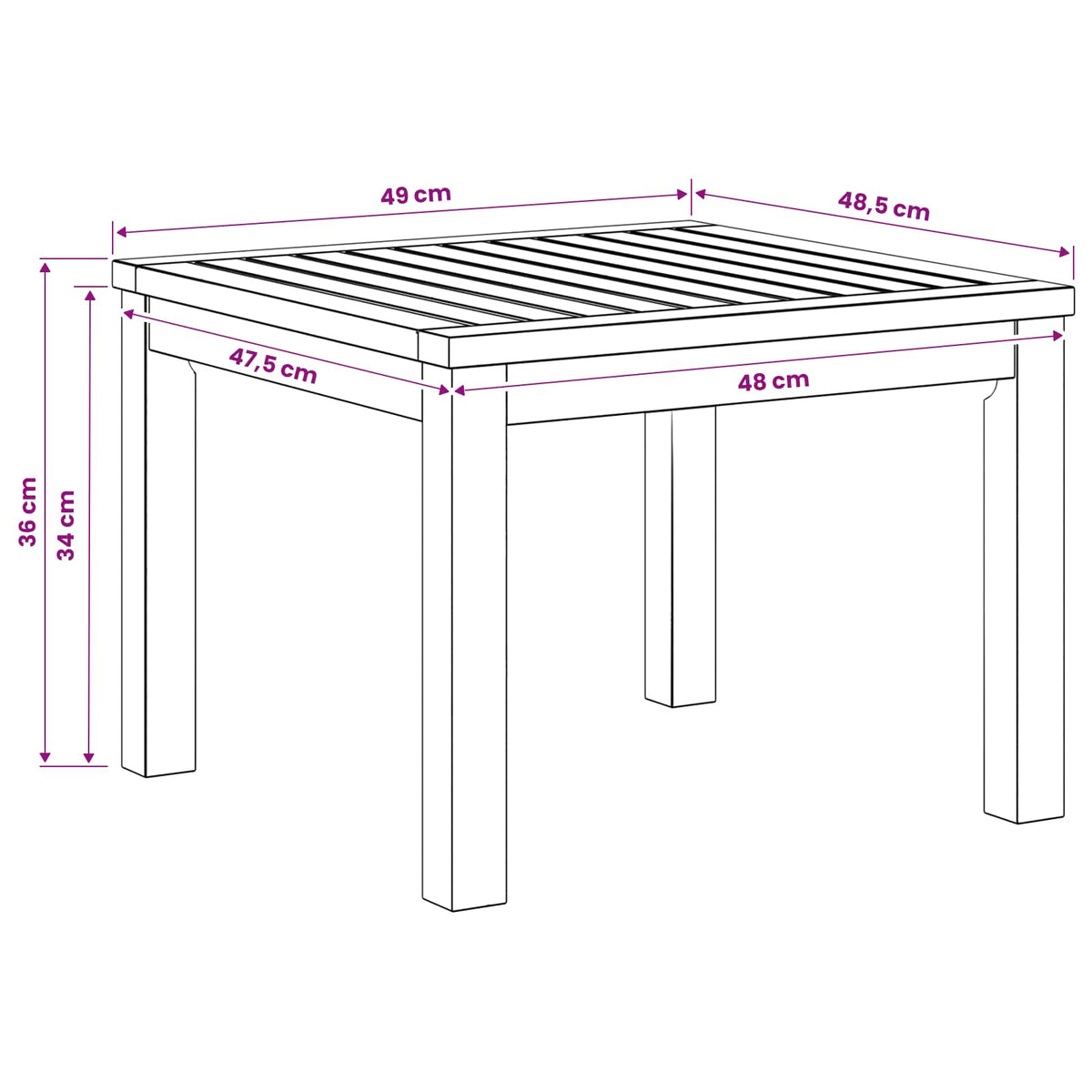Coffee Table White 49 x 48.5 x 36 cm Solid Acacia Wood