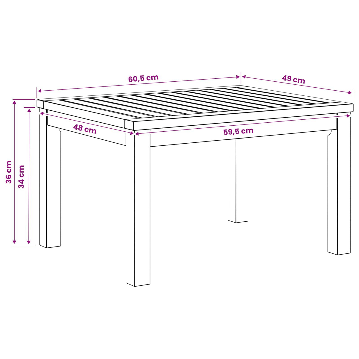 Coffee Table White 49 x 60.5 x 36 cm Solid Acacia Wood