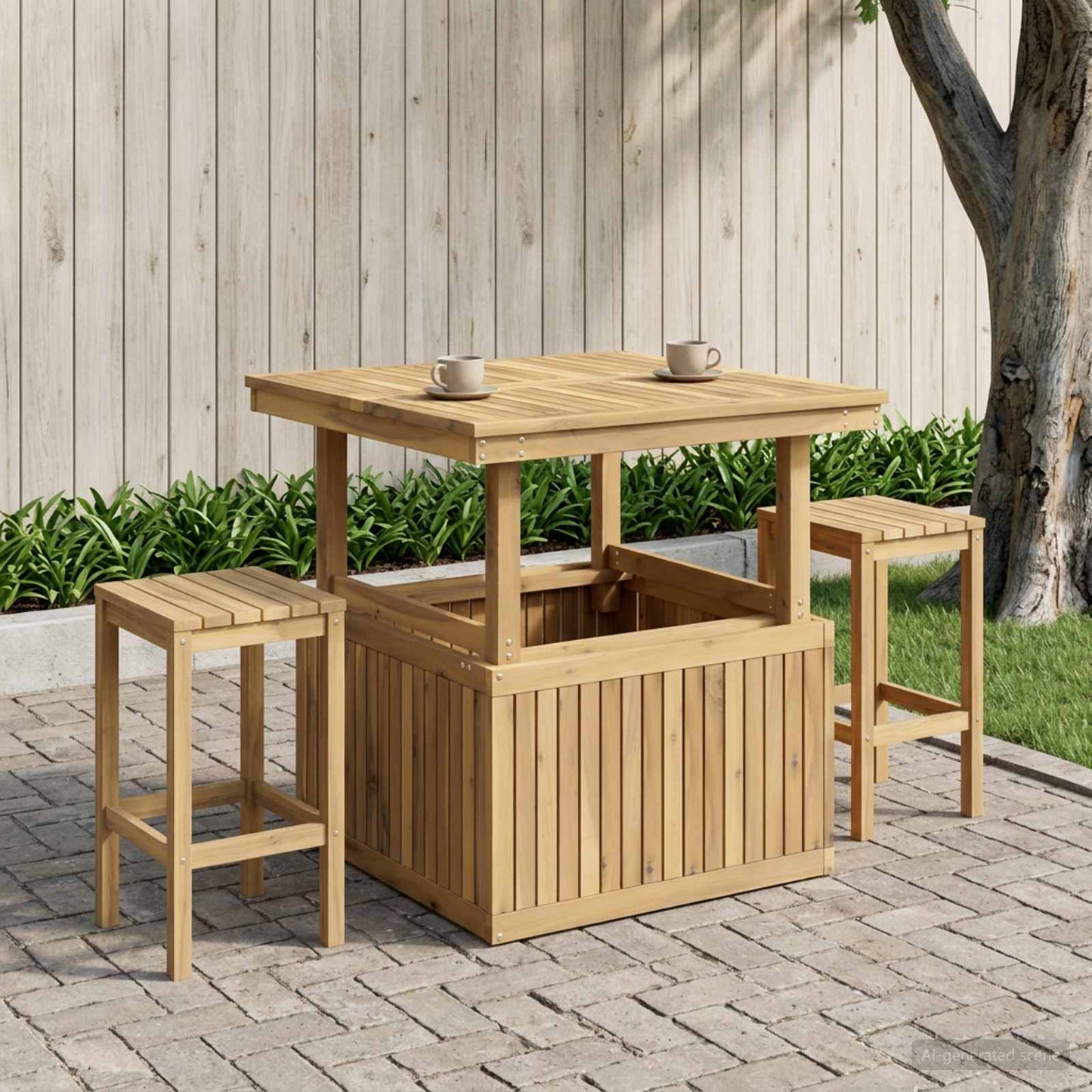 Garden Coffee Table Solid Acacia Wood Height Adjustable White