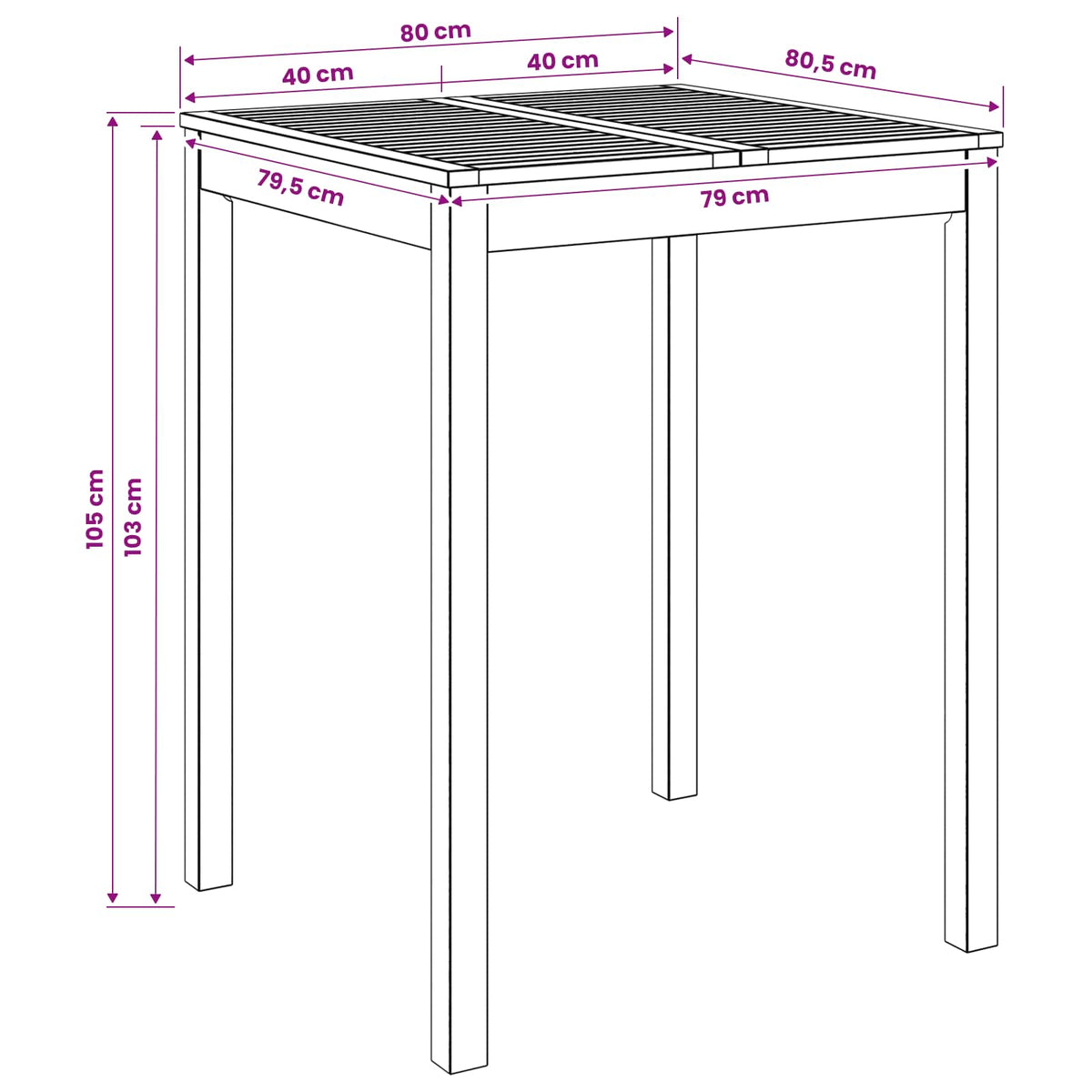 Garden Bar Table White 80 x 80.5 x 105 cm Solid Acacia Wood