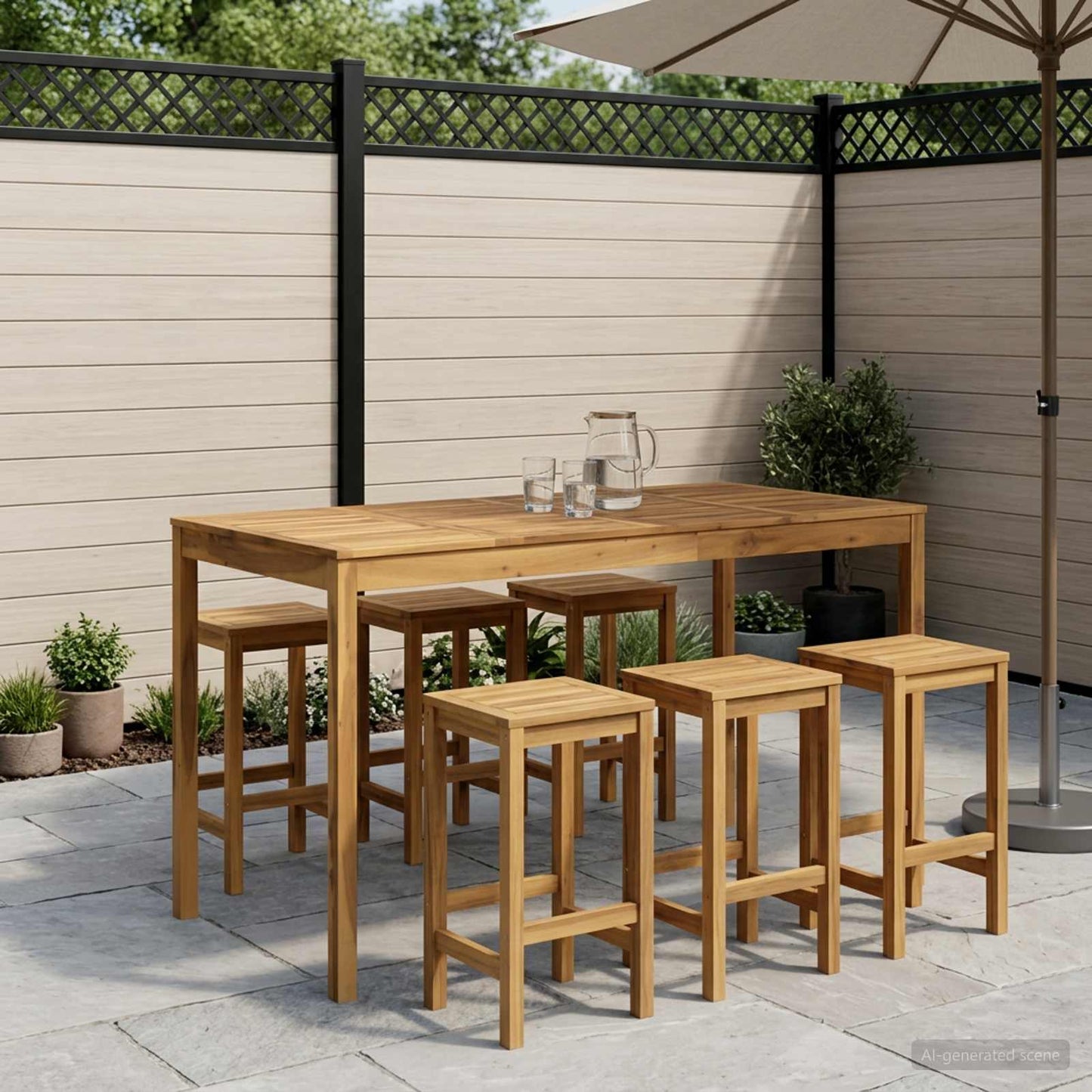 Garden Bar Table White 180 x 88.5 x 105 cm Solid Acacia Wood