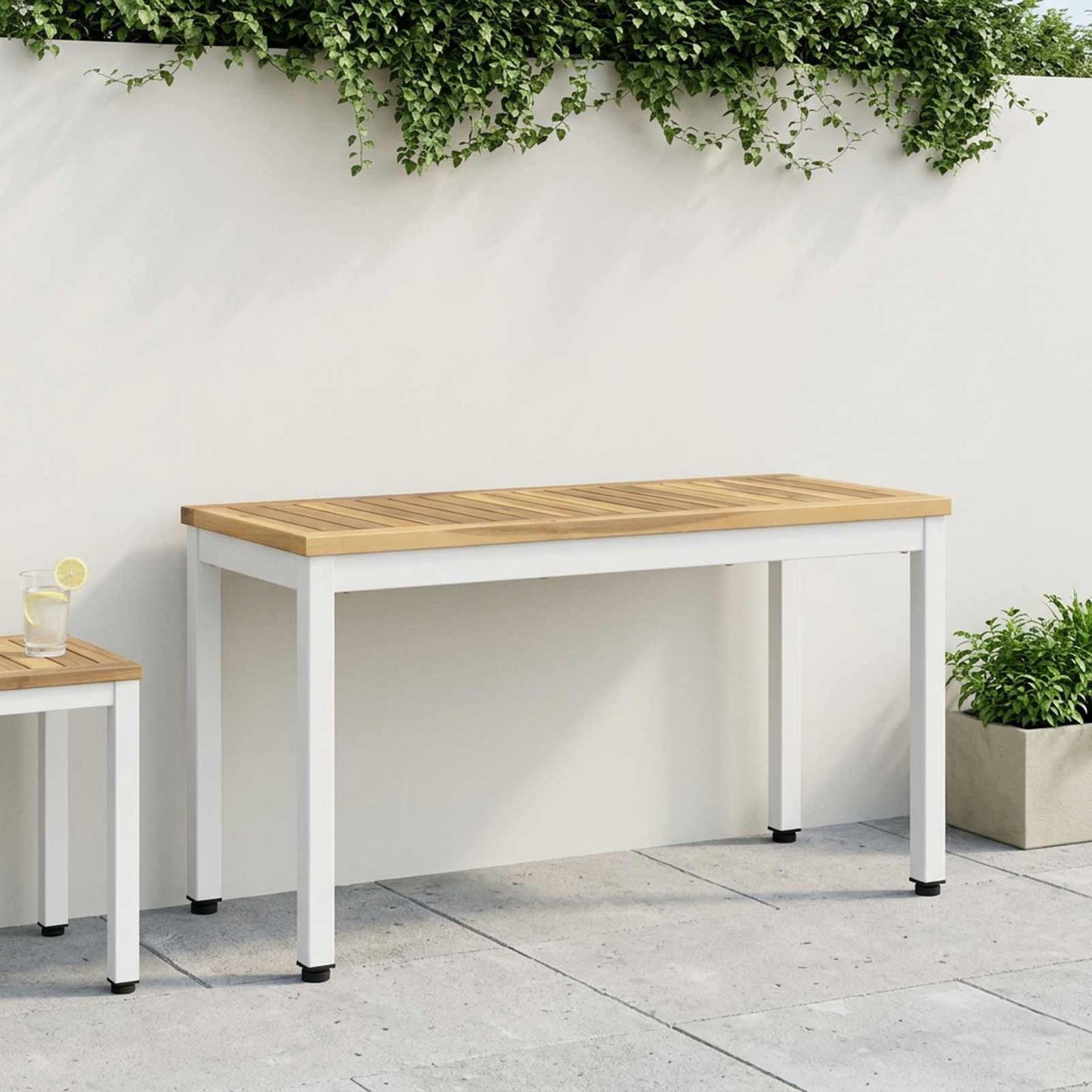 Garden Bench 80.5 x 35 x 45 cm Solid Acacia Wood White
