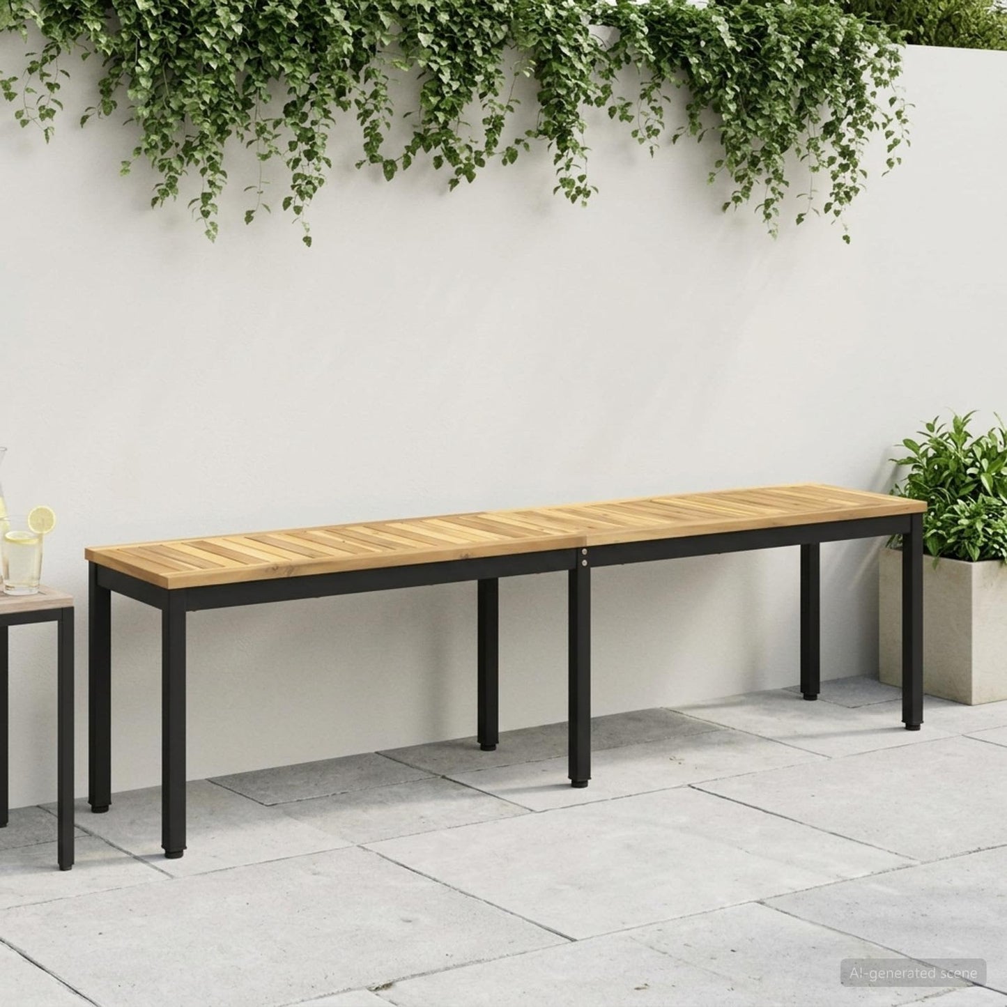 Garden Bench 161 x 35 x 45 cm Solid Acacia Wood White and Black