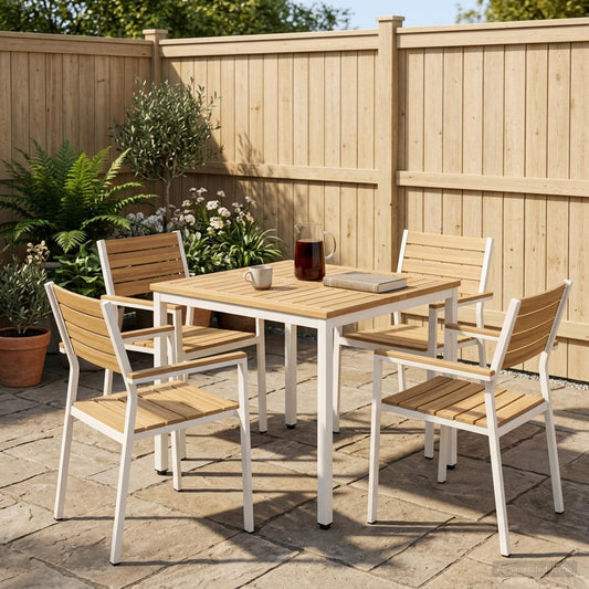 Garden Dinner Table White 70 x 68.5 x 75 cm Solid Acacia Wood